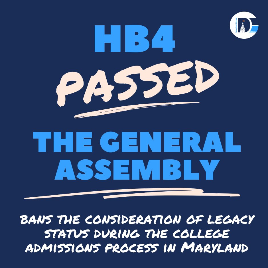 Last June, the Supreme Court ended race consideration in the admissions process. The MD legislature stands strong to ensures our campuses are socially, economically, & racially diverse and accessible to all. Banning legacy status consideration is an important part of that work.