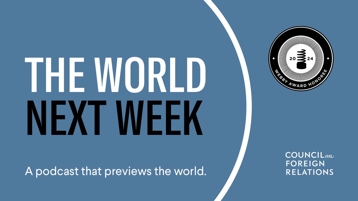 🎧🏆 CFR's The World Next Week podcast with @robertmcmahon and @robbinscarla has been awarded as an Honoree by @TheWebbyAwards for Best Podcast in the News & Politics category. Listen and subscribe here ➡️ on.cfr.org/3vO7W0b