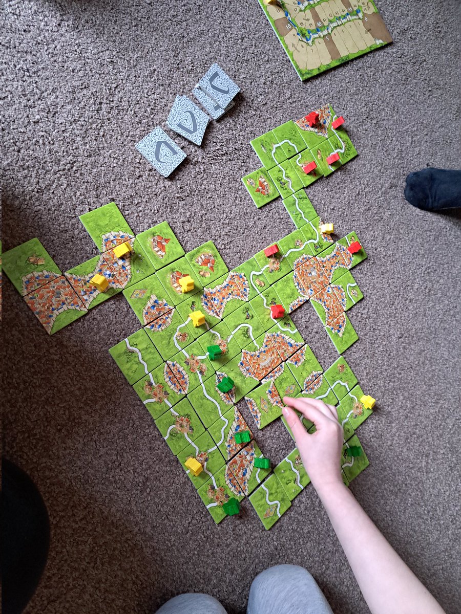 Becoming a bit obsessed with Carcassonne here!! Winner gets Games Champion Trophy for the week. Big stakes! @LEGO_Group