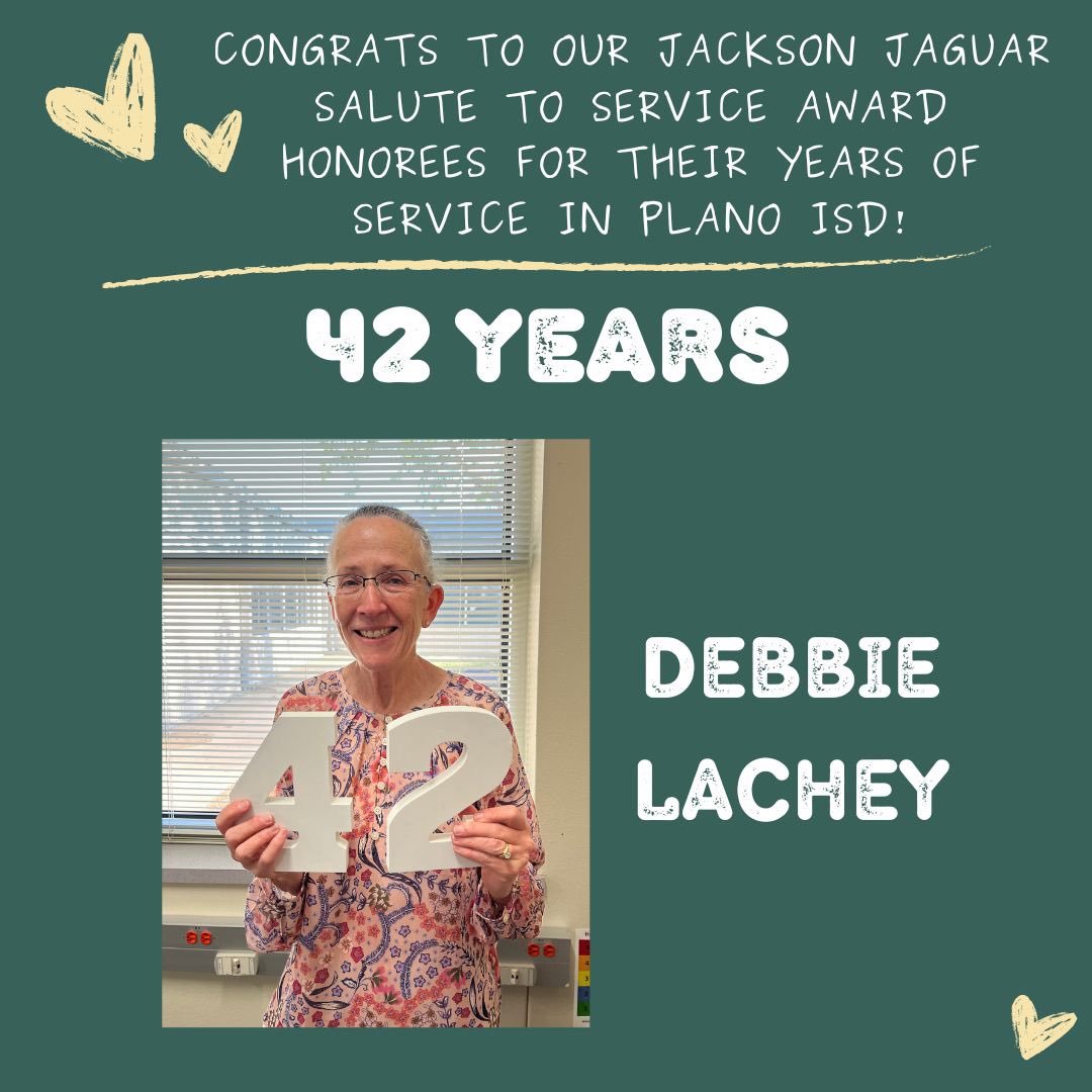 Happy 42 years of service in Plano ISD to Debbie LaChey! #PlanoISDPoweredbyCaring #LevelUpPlanoISD