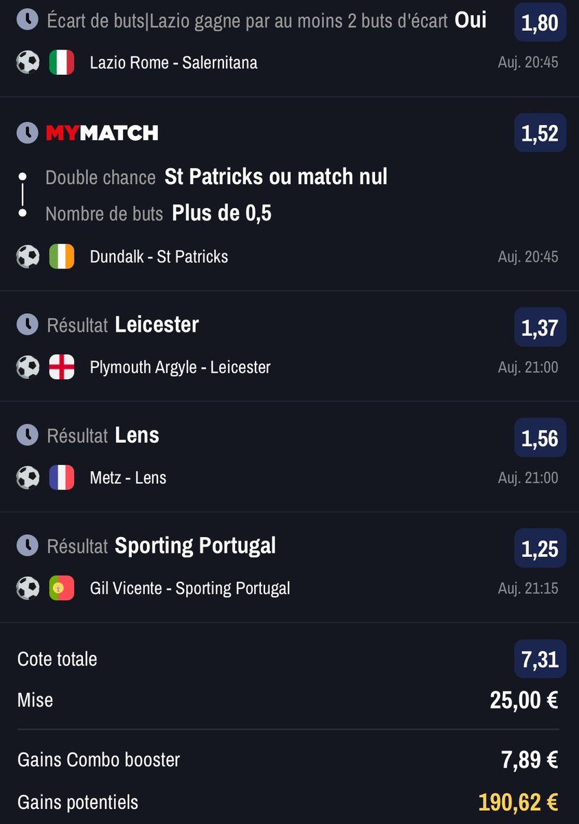 COMBINÉ DU SOIR ! 🙏🏼

📊 @7.31

LIEN ➡️ winamax.link/oP2XW

❤️ SI TU SUIS ! 🔥

#TeamParieur #Pronos