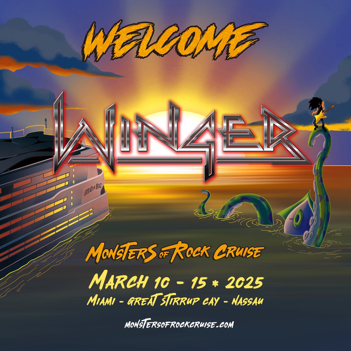 💥Let’s set a course for the Weekend 💥💥
💥 Please welcome WINGER to the 2025 Monsters Of Rock Cruise!🛳️🏴‍☠️🎶
Monstersofrockcruise.com
#morc2025 #KipWinger #winger #monstersofrockcruise