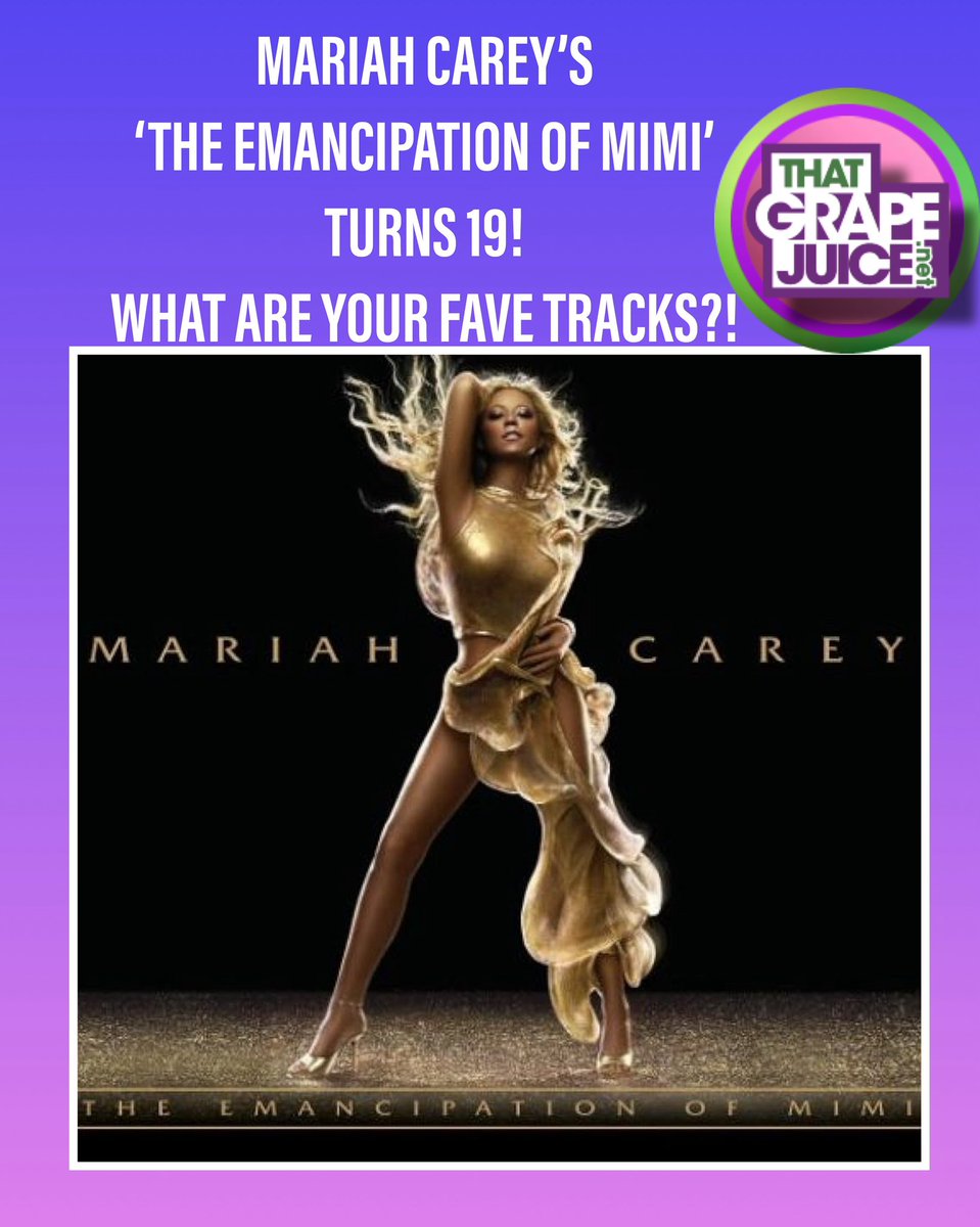 . @MariahCarey’s masterpiece #TheEmancipationOfMimi was released on this day 19 years ago! What are your favorite tracks from this ICONIC album?! Ours include: 🍇 Fly Like A Bird 🍇 We Belong Together 🍇 Circles 🍇 Mine Again 🍇 It’s Like That ThatGrapeJuice.net