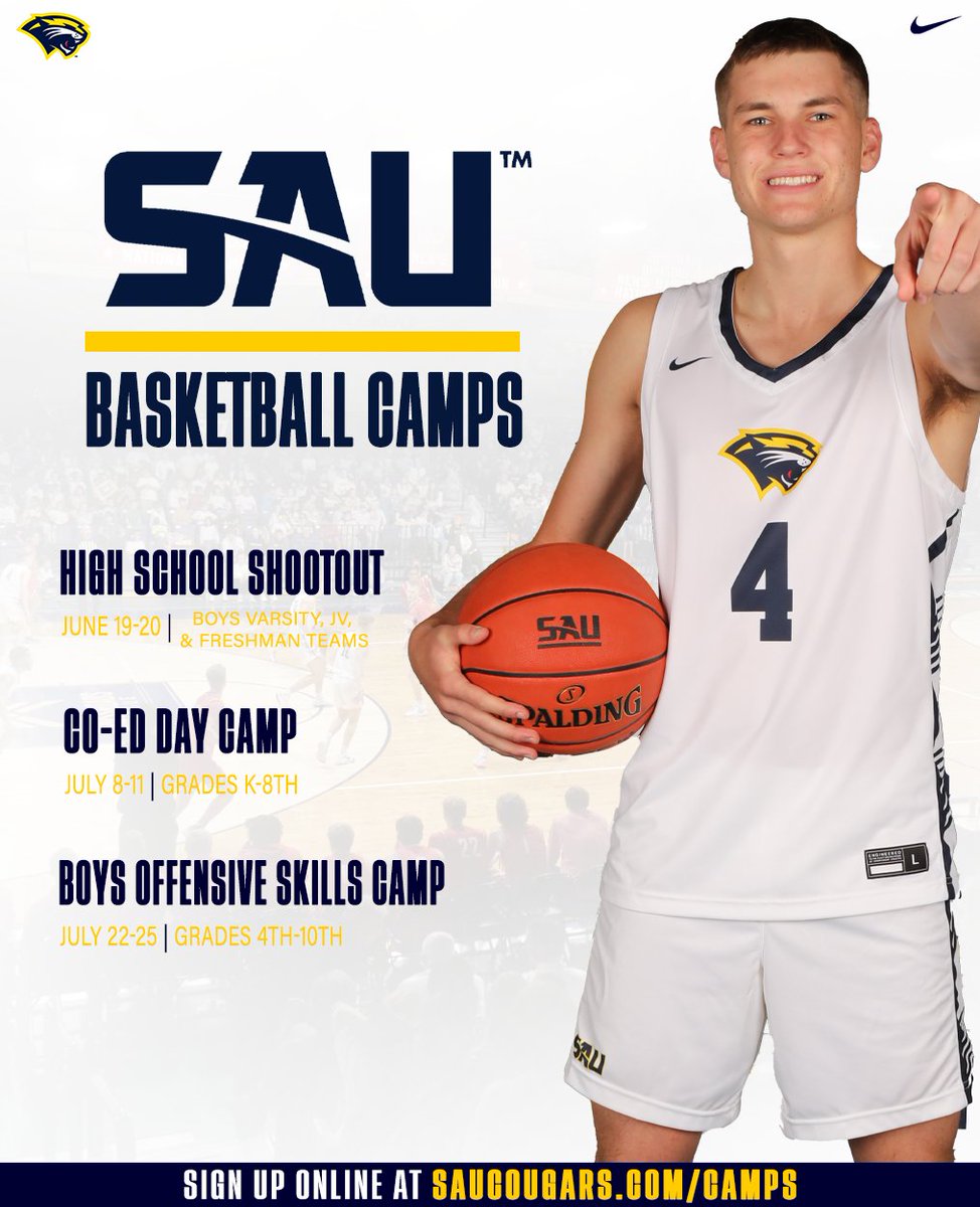 It’s that time of the year Cougar Nation! 🏀 REGISTER for camps at SAUCougars.com/Camps! #CougarNation