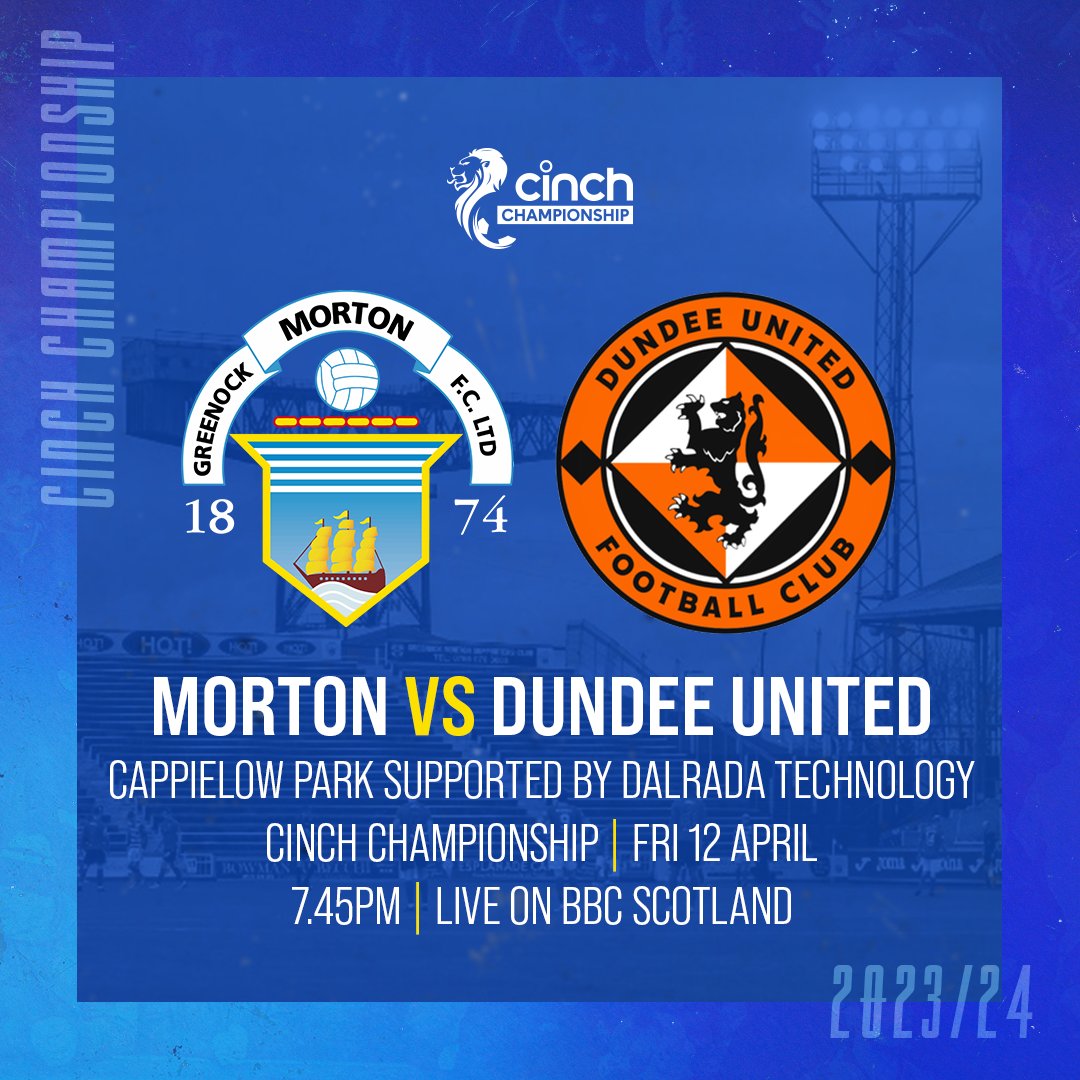 Friday🗓 1945hrs ⌚
#theFootball ⚽️
#ScottishChampionship 🏴󠁧󠁢󠁳󠁣󠁴󠁿🏆
Score prediction 🤔
@Morton_FC ⬜🟦 1️⃣
@dundeeunitedfc 🟧⬛ 3️⃣
Live on @BBCScotland 📺
#MorUtd