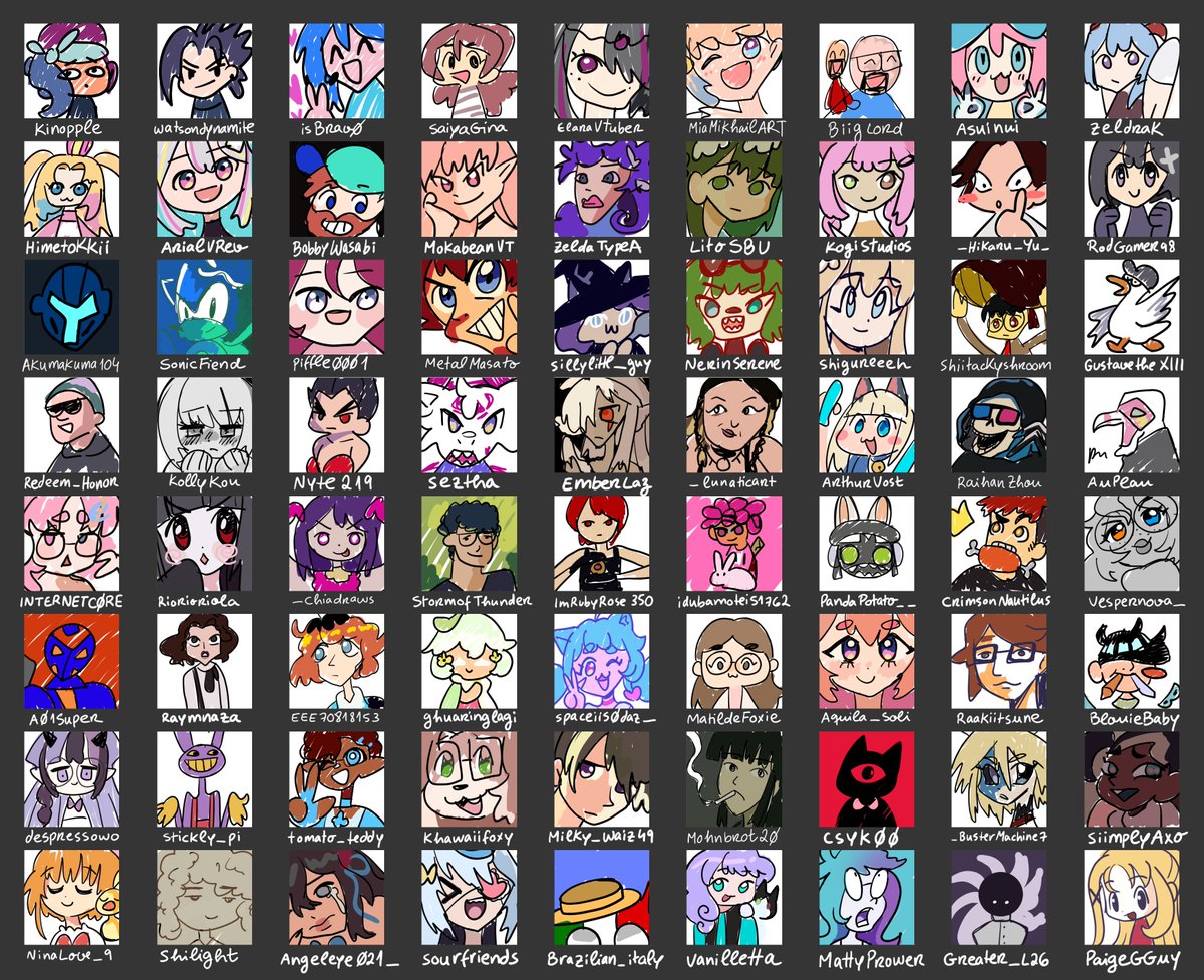 AND THE PROFILE PICTURES ARE DONE!! 72 drawings, almost 4 hours of stream - it was fun!!!