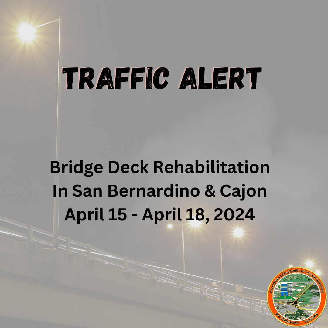 SBCO: Nighttime work continues on I-15 and SR-138 in San Bernardino County from 4/15 - 4/18 between 8:00 p.m. and 5:00 a.m. Plan your route to avoid delays🚗. Check the alert for more details ➡️ conta.cc/3JgZlq1 #Caltrans8