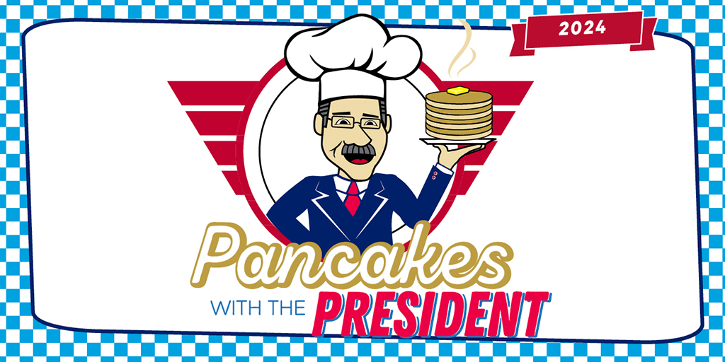 Mark your calendars and get your appetite ready! Pancakes with the President is back on Tuesday, April 23, from 8:30-10am, on A-Walk. 🥞😋