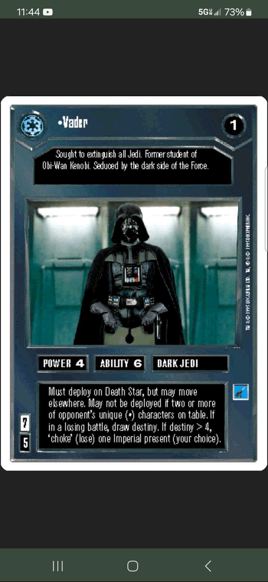 Mom: You don't need to buy that Vader card, we have a Vader card at home. 

The Vader card at home: