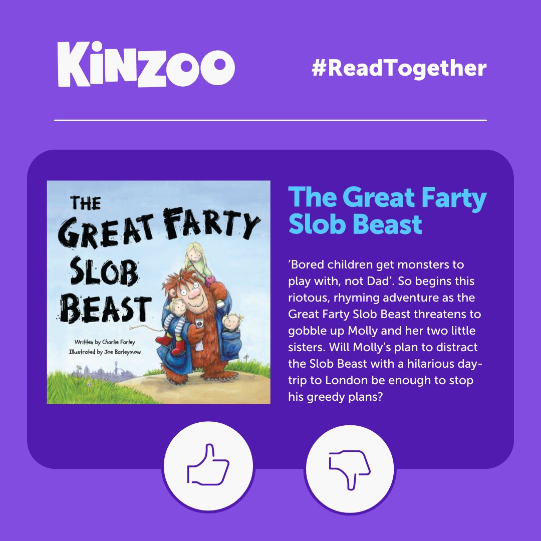 Join us for #ReadTogether with Kinzoo! This week's featured story is 'The Great Farty Slob Beast' by Charlie Farley. 📚 Join Molly & her sisters on a riotous adventure to outsmart the greedy Slob Beast in London. Will they save the day? Read with your family now! 📖