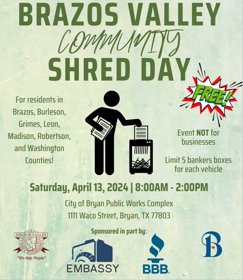 The @bvcog is hosting a free community shred day on Saturday! Details shared below 🔽