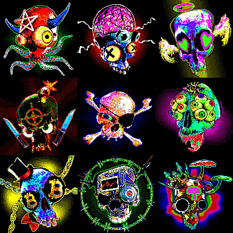 WEIRD SKULLS is launching TONIGHT 💀💣
Here are all of them together 😈
I wrote a piece with thoughts on the collection and a look behind the scenes!
👁👁👁👁
TAKE A LOOK AND READ AND BE READY TO GRAB ONE TURN NOTIFICATIONS ON 🔔
medium.com/@davidvnun/wei…