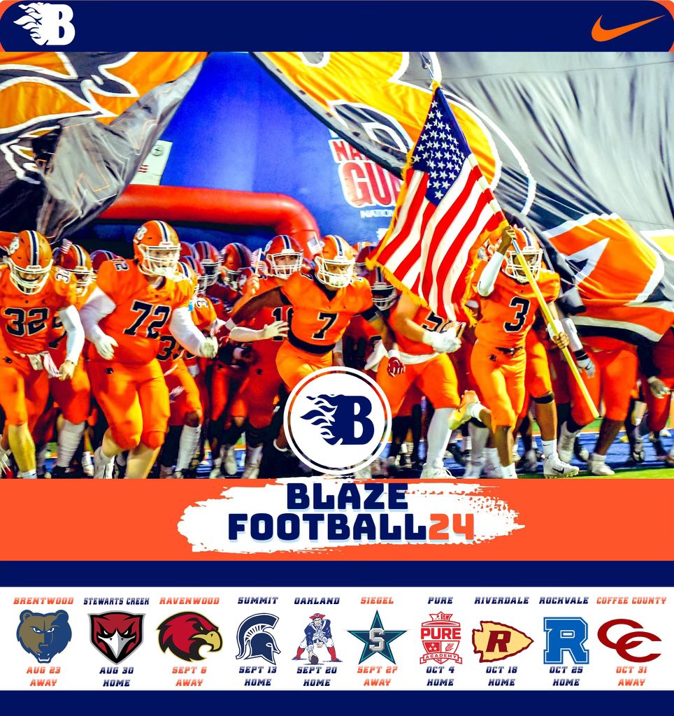 A Reminder!!! Please mark your Calendars for this upcoming season!   

Come out and Support your Blaze!! 

#WeAreBlackman
