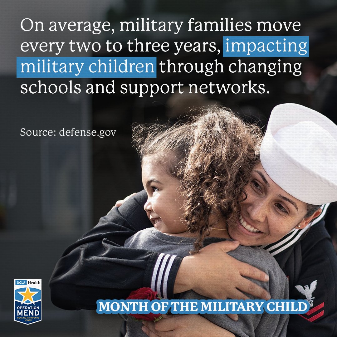 While our brave military members serve around the world, we often forget the challenges faced by their children. We can do our part today! Join us in raising awareness and share this stat! 💙 #MilitaryChildMonth