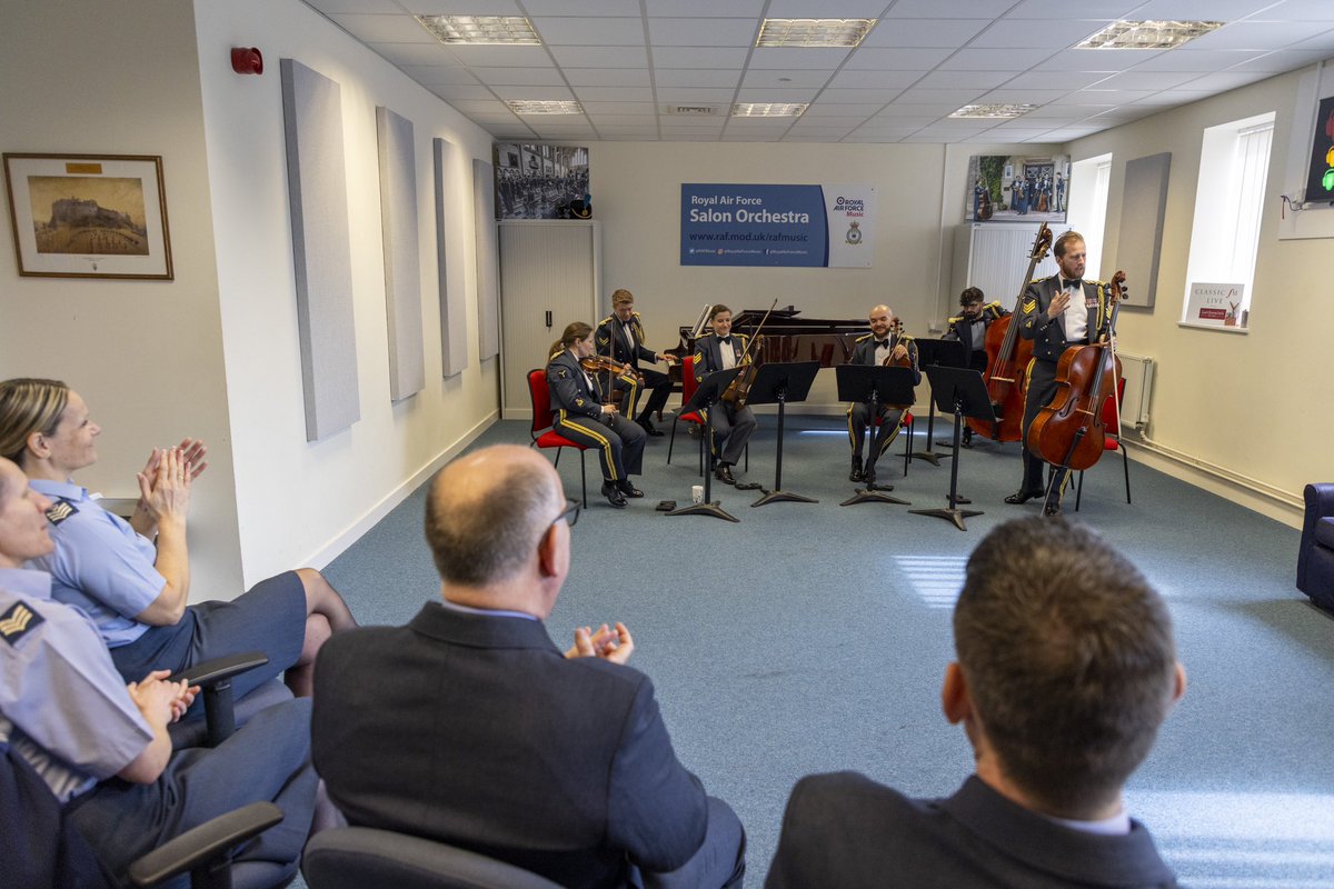 At the end of March it was the turn of the #RoyalAirForce #SalonOrchestra to be inspected by Principal Director of Music Wg Cdr Murray at @RAFNortholt, as part of the groups Annual Formal Inspection.

#RAFMusic 🎺✈️🥁🎻 

#NoOrdinaryJob #RAF #NoOrdinaryGig