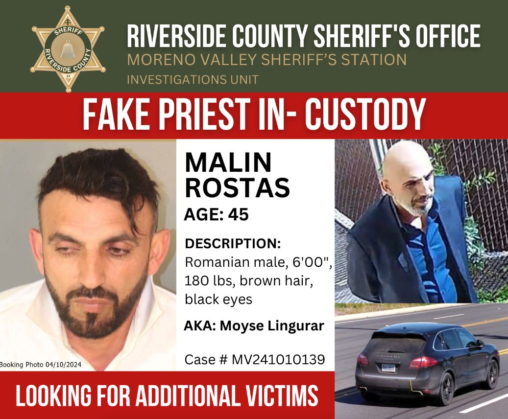 Wanted 'Fake Priest' Reportedly Arrested in #RiversideCounty --

localcrimenews.com/welcome/detail…

Read more:

ktla.com/news/local-new…

#california #local #localnews #riverside #wantedsuspect #socal #publicsafety #policeandcrime #crimebeat #crimebeatnews