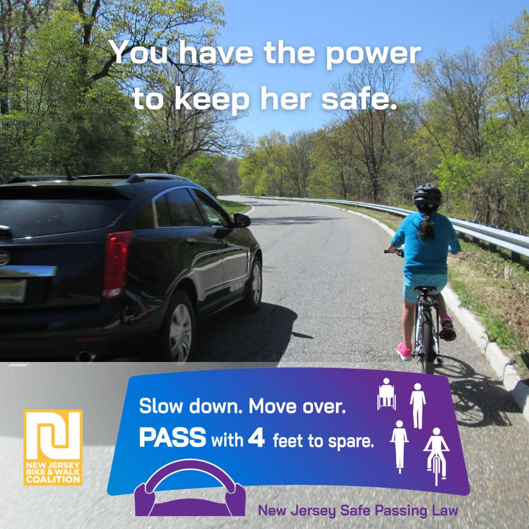 NewJerseyDOT's tweet image. 🚴‍♂️ With warmer weather, more bicyclists, pedestrians, and other vulnerable road users will be out and about. Remember: NJ’s Safe Passing Law requires motorists to move over 4 ft, or slow down to 25 mph and be prepared to stop when passing vulnerable road users. #SafePassingLawNJ