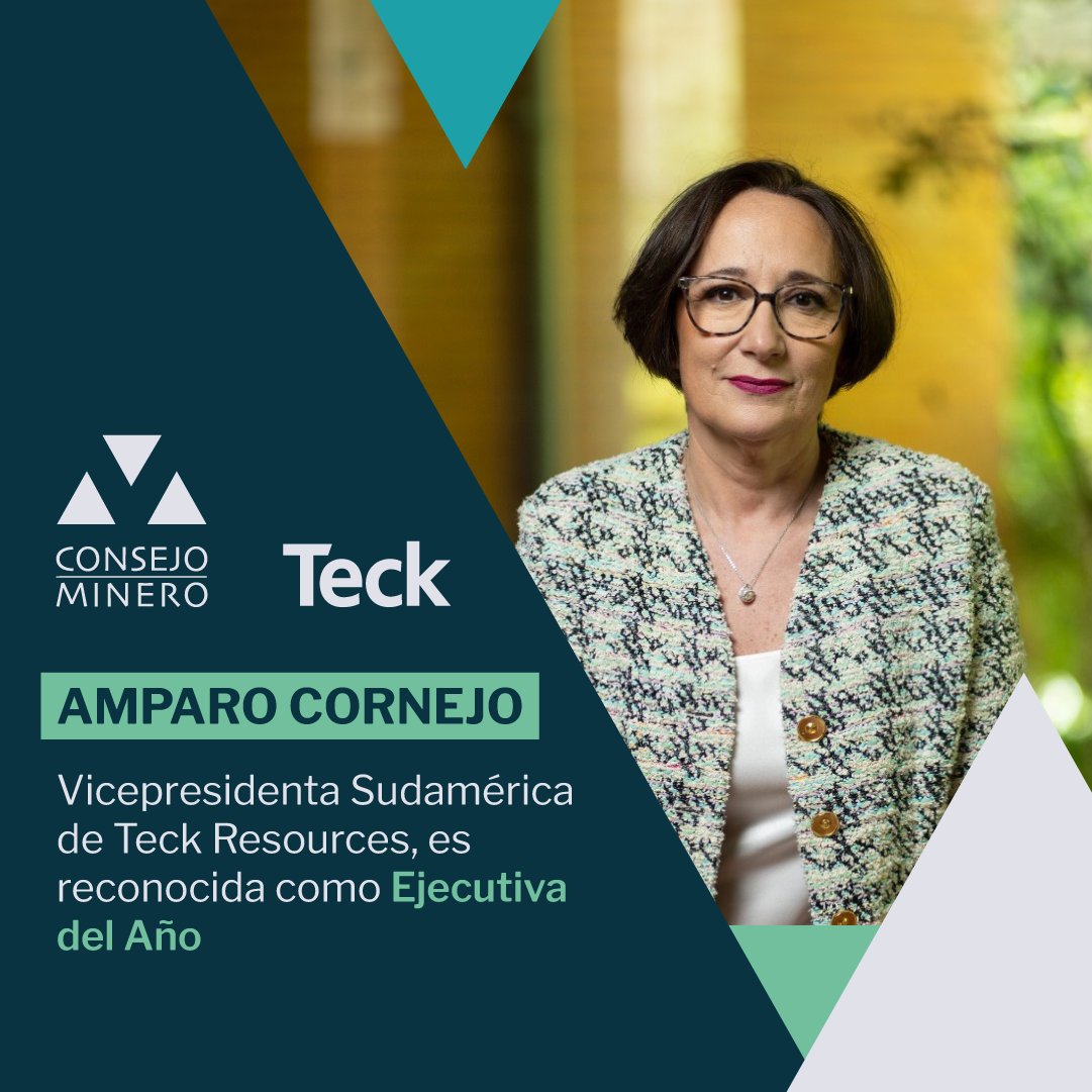 Amparo Cornejo, integrante del Directorio de Consejo Minero y Vicepresidenta Sudamérica de Teck, ha sido galardonada como Ejecutiva del Año por @EYChile y @ElMercurio_cl. 

Felicitamos a @amparo_cornejo y a Teck Resources Limited por este gran reconocimiento.