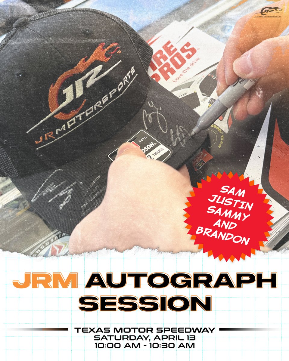 If you're at @TXMotorSpeedway and want some autographs - do we have a deal for YOU. All four JRM drivers will stop by the merch hauler in the Fan Zone tomorrow morning at 10 a.m. to sign some autographs and maybe even take a selfie... if you ask nicely. 😉