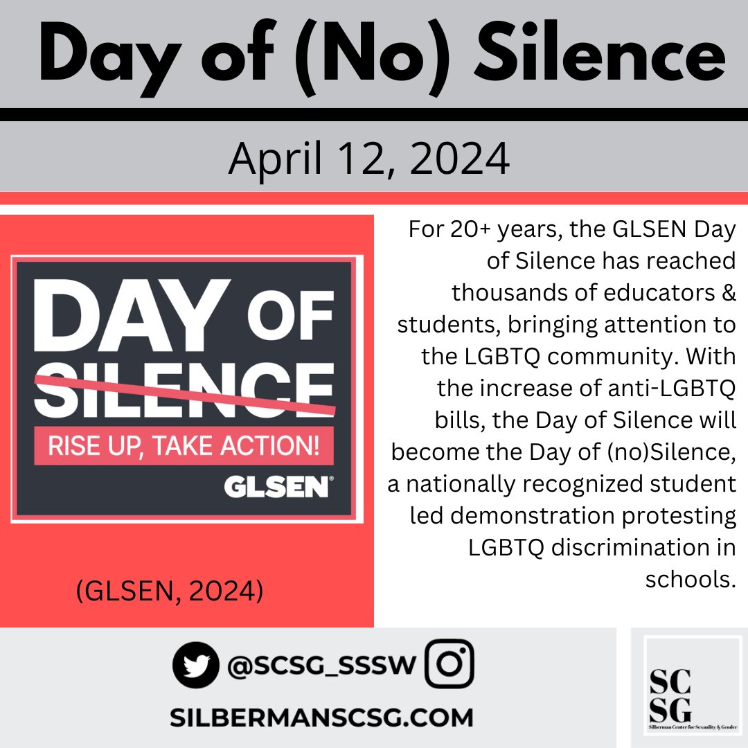 We support @GLSEN #DayOfNoSilence (formerly known as #DayOfSilence) & the right for all students to thrive in educational settings. #SocialWorkers4TransJustice