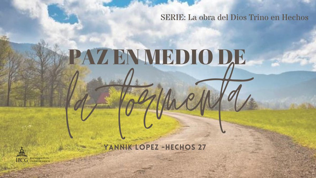 #Recordatorio
Les esperamos mañana a las 10:30 AM para celebrar juntos el Día del Señor.

Mañana nuestro hermano Yannik Lopez estará predicando el sermón 'Paz en medio de la tormenta' basado en Hechos 27.

#IglesiaBautistaCiudaddeGracia #CiudaddePanamá