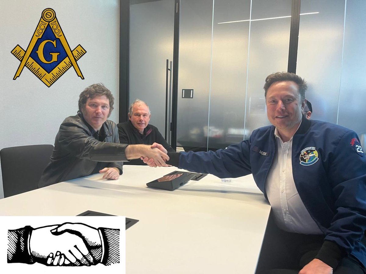 _TruthZone_'s tweet photo. Elon Musk and Javier Milei with a very interesting handshake. https://t.co/H7MehLrQwn