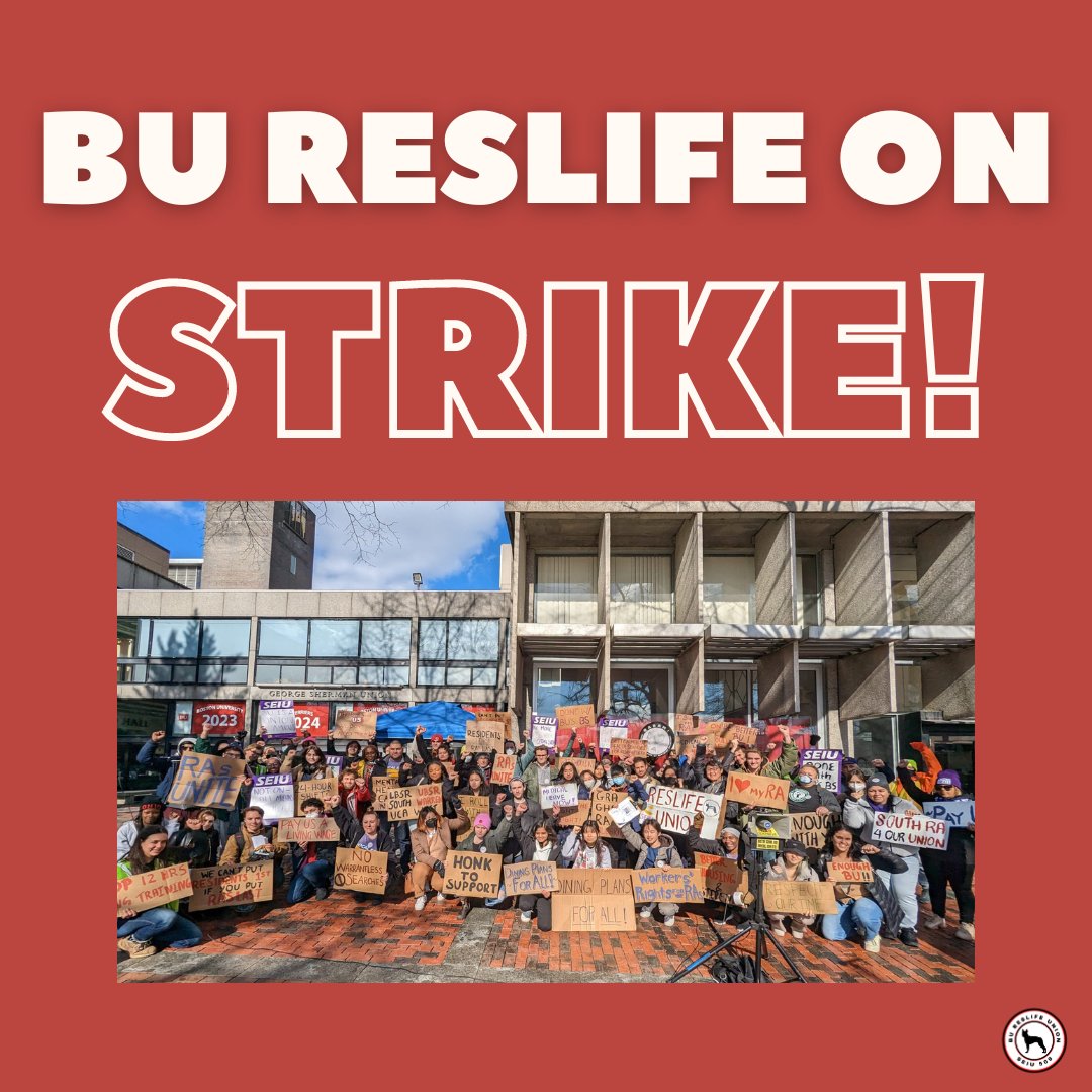 300 Boston University ResLife workers are on STRIKE! They join @GradWorkersofBU who have been on strike for three weeks. The pressure is building on @BU_tweets. Administration can’t ignore workers any longer, time to listen up and come to the table in good faith! #UnionsForAll