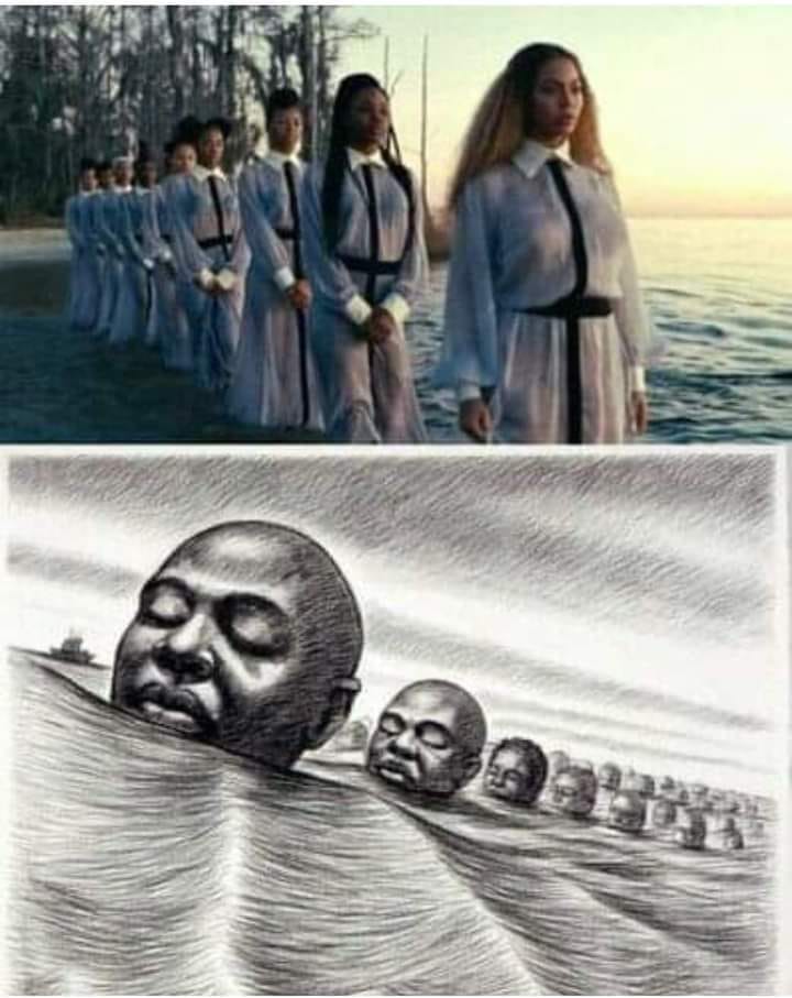 Beyonce's 'Love Drought' video was in memory of 'Igbo Landing' story. An act of mass resistance against slavery. A group of Igbo slaves revolted, took control of their ship, rather than submit to slavery, they drowned themselves. In the early 19th century, a tragic event known