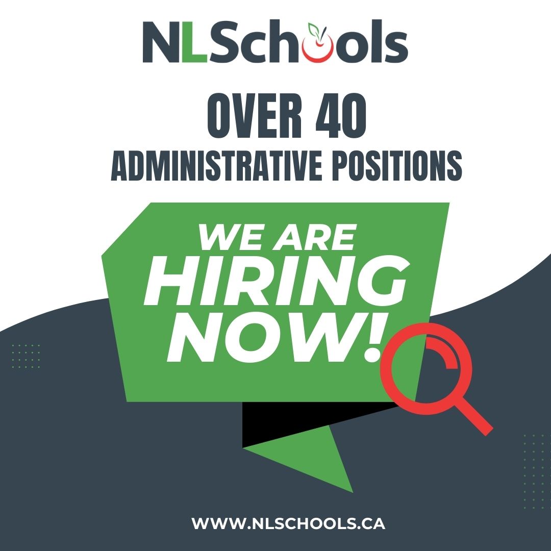 We are looking for passionate educators to fill over 40 administrative positions across the province. Become a part of the NLSchools' Leadership Team and help guide our students future success. Apply today! To learn more visit bit.ly/3xzcBDU. Deadline is April 19.