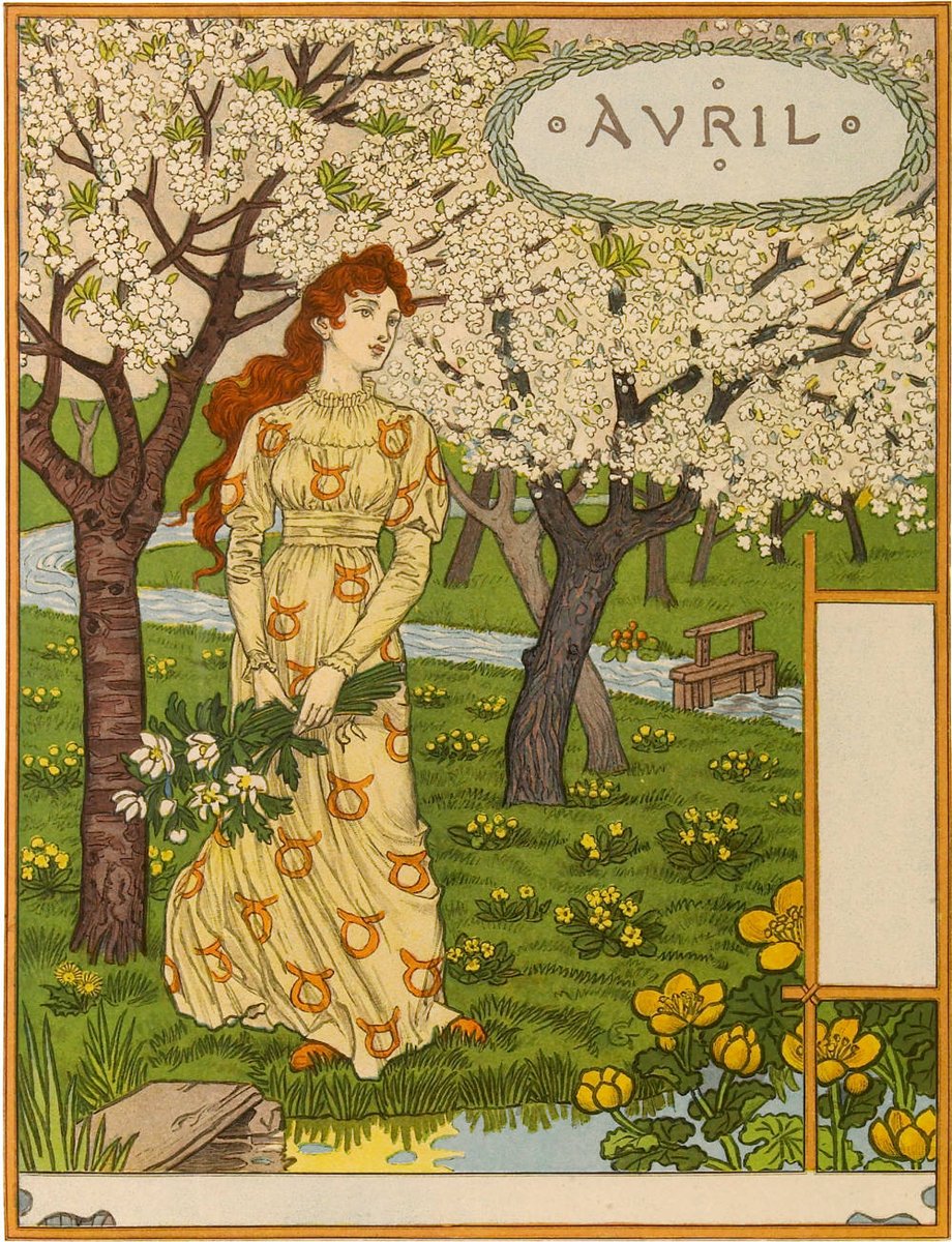 New! A gorgeous springtime Art Nouveau print from the Parisian master. “Avril” ('April'). Eugène Grasset. 1894. Buy now: duille.com/avril