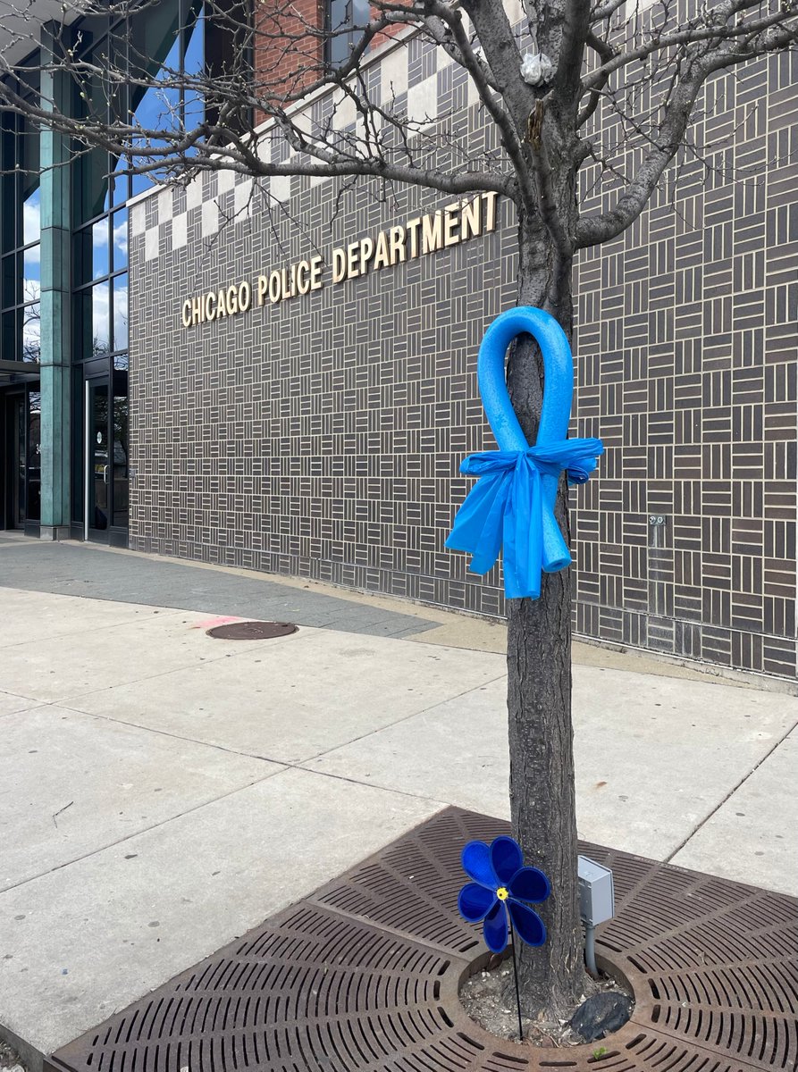 April is Child Abuse Awareness month. The 8th District is helping spread awareness by tying blue ribbons around the station.