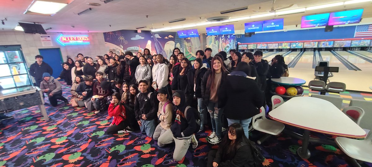 Schurz sophomores go bowling! Students who finished their MYP Personal Projects and wrote a paper documenting the process were rewarded with a trip to #Waveland #ib #myp #schurzhs @chipubschools @network14cps @drheidymoran @wavelandbowl