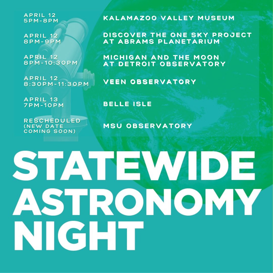 Due to the weather forecast and wind advisory some Statewide Astronomy Night events have been rescheduled🌟🔭