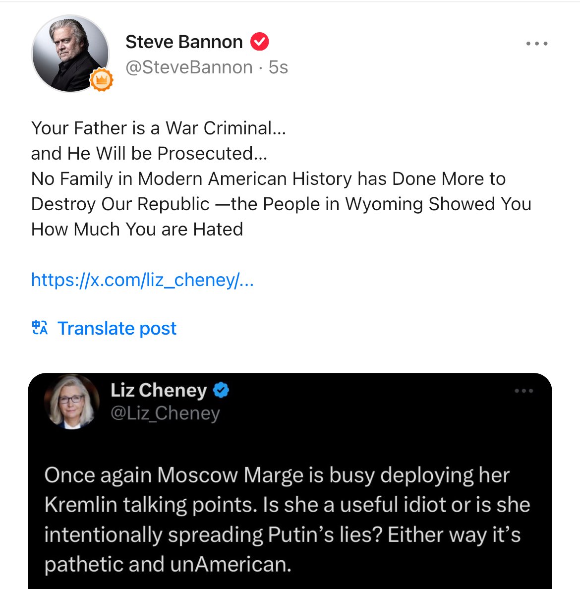 Your Father is a War Criminal… and He Will be Prosecuted… No Family in Modern American History has Done More to Destroy Our Republic —the People in Wyoming Showed You How Much You are Hated x.com/liz_cheney/sta…