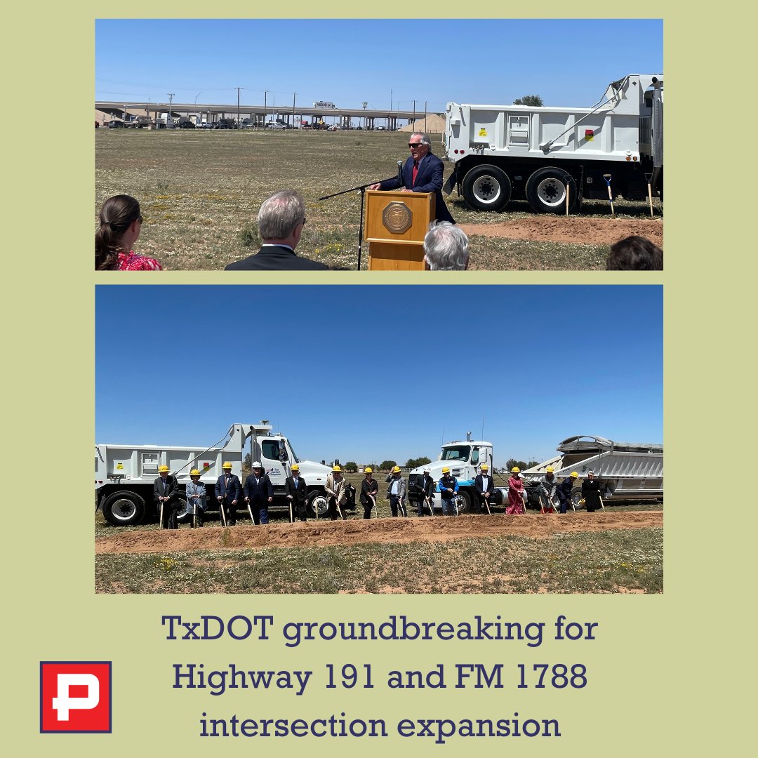 PSP joined @TxDOT in breaking ground on a new project to expand the intersection of SH191 and FM1788. Expected to be completed this year, this project will improve safety in this high-traffic area and expand access to the new Permian Basin Behavioral Health Center!