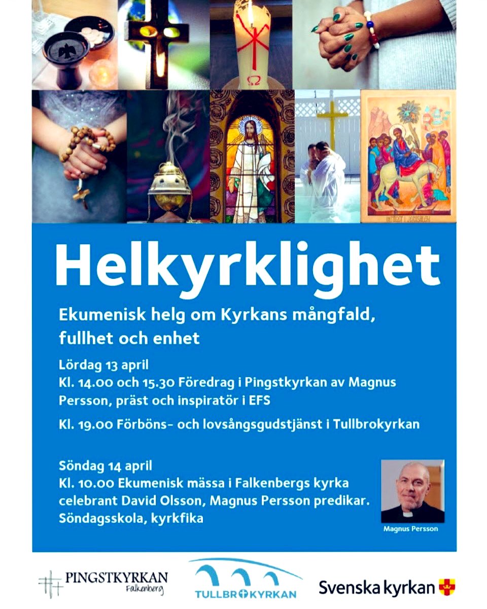 Hallå Halland! Helkyrklighet i Falkenberg med Pingstkyrkan, Tullbrokyrkan och Falkenbergs kyrka. Lör 14:00, 15:30 &amp; 19:00. Sön 11:00