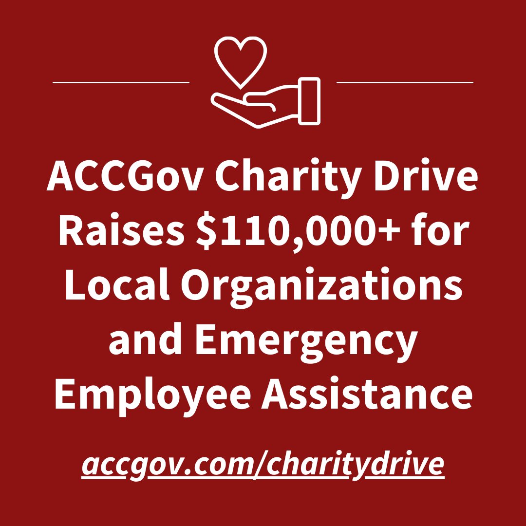 ACCGov's Charity Drive program allows employees to donate a portion of each paycheck to local nonprofit organizations and foundations. In 2023, $65,845 was collected for 30+ charities, in addition to $44,852 raised for the Employee Emergency Assistance Fund.