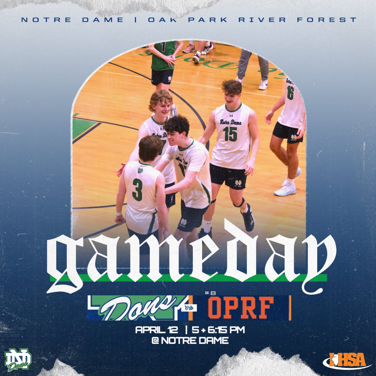 Game Day! @ndcpvolleyball hosts #8 OPRF tonight at 5:00 PM (JV) and 6:15 PM (Varsity) while the freshmen battle in Oak Park! Come out and be LOUD for an exciting night of volleyball in Niles! 🔥 📺: youtube.com/ndmediacrew 🎟️: Free Admission #GoDons #RaiseTheStaNDard