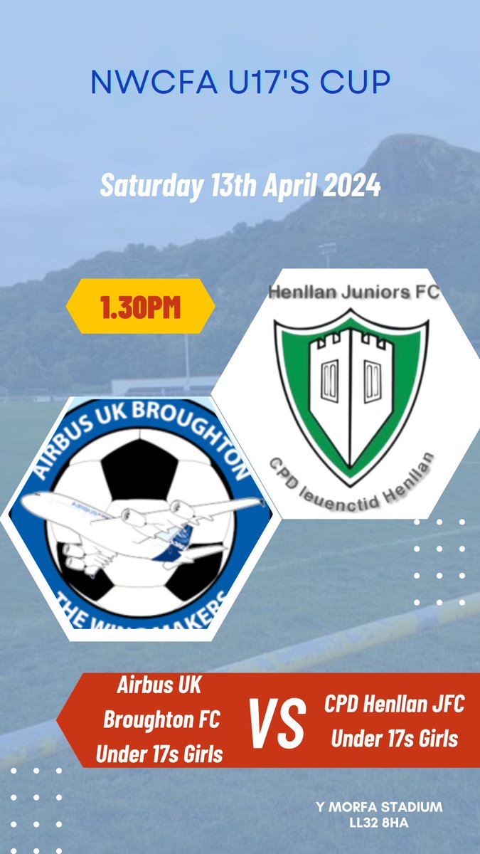 Good Luck to our Under 17s girls on Saturday, when they take on @HFCJuniors U17s girls in the NWCFA U17s girls Cup final at Y Morfa Stadium ⚽🤞✈️🏆