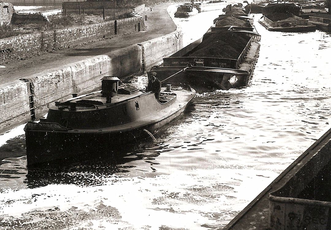JAYMAR with coal craft on the Lee navigation September 1954