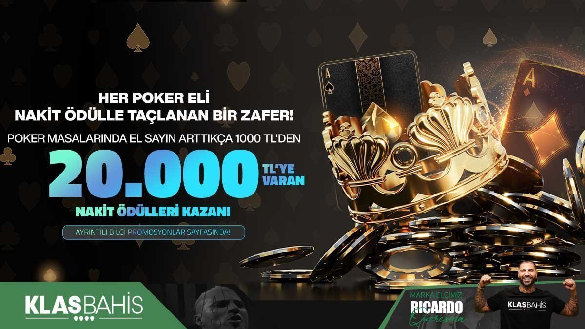 🌐KlasBahis Giriş : cutt.ly/Klasbahis 💵 KlasBahis İle Her Elde Büyüyen Heyecan! 👉Şimdi KlasBahis' de Poker Masalarında El Sayın Arttıkça 20.000 TL 'ye Varan Nakit Ödülleri Kazanma Şansı Sizlerle ! 👍Pokerin En Klas Hali KlasBahis'de!