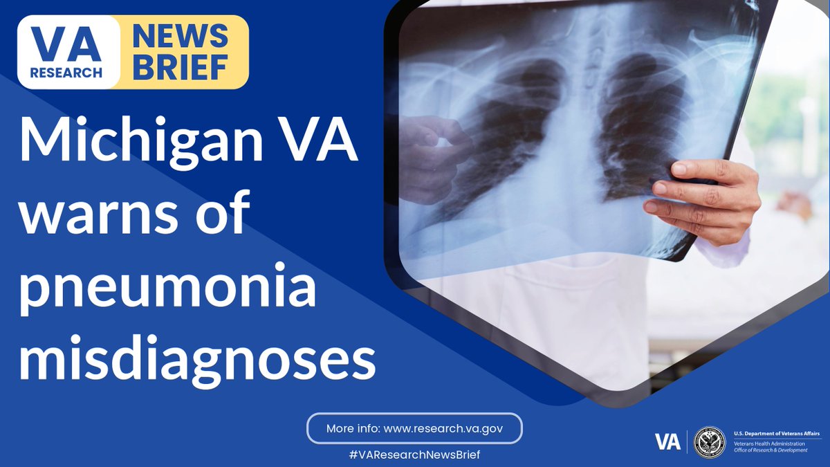 #VAResearchNewsBrief: VA researchers @VAAnnArbor, learned that out of a group of 17,000 Michigan patients, 12% of those hospitalized for pneumonia treatments were inappropriately diagnosed. Results point to a need for improved guidelines. #VAResearch research.va.gov/in_brief.cfm#2…
