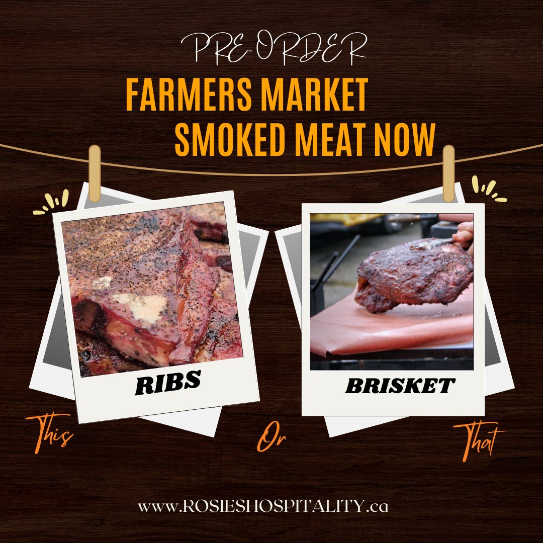 Pre-Order today!
Visit the Rosie's Website to preorder some of our amazing smoked Brisket, Ribs, Pulled Pork, Cornbread! Then Tell us Which Farmer's Market (Riley Park or Trout Lake) you will be at and come on by and pick it up! 

#vancouvereats #vancityeats  #vancouverfood