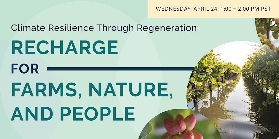 We're thrilled to announce our Spring Webinar Series: Climate Resilience Through Regeneration. The series will kick off on Wednesday, April 24 with 'Recharge for Farms, Nature, and People'. Learn more about the panelists and register now! buff.ly/3JirtJg