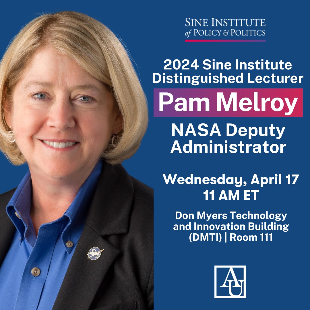 NEXT WEEK: @AUSineInstitute continues Wednesday, April 17, as former astronaut and current Deputy Administrator of NASA Pam Melroy discusses on her career, NASA, space exploration, women in STEM, and more. Register here: american.swoogo.com/PamMelroy