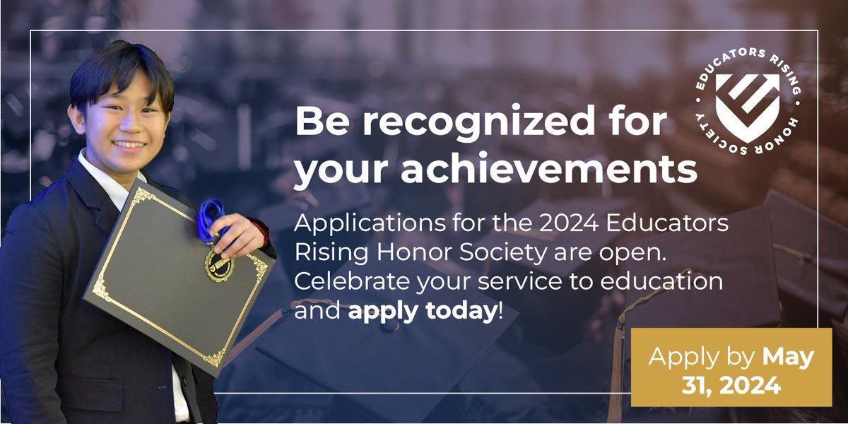 Join the Educators Rising National Honor Society and have your academic achievements celebrated at #EdRising24. All members get a certificate and honor cords are available for graduation ceremonies! Learn more at bit.ly/ER-Honor #DiscoveringYourPotential
