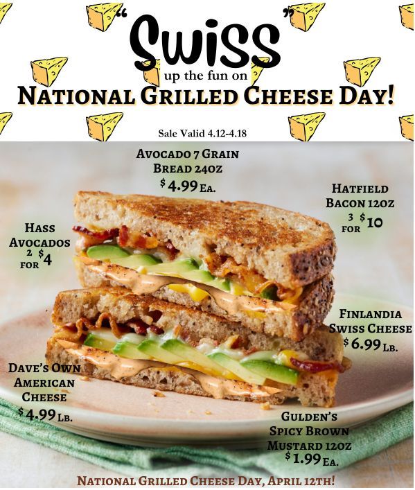 It's National Grilled Cheese Day! Stop into Dave's to get your grilled cheese essentials!