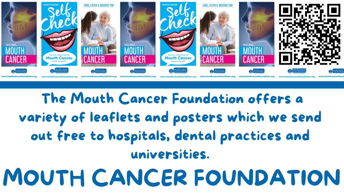 The Mouth Cancer Foundation has many leaflets and posters ready for you to share on your social media platforms. We have created informative educational materials that are available to download from our website. Visit our website here mouthcancerfoundation.org/educational-re…