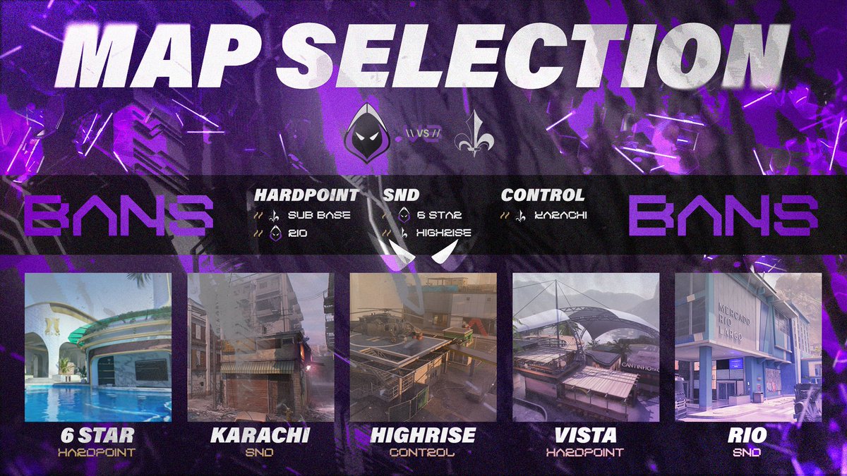 New stage = New maps ✨ 📍 6 Star 💣 Karachi 🆎 Highrise 📍 Vista 💣 Rio 🗺️ Mapset vs @LasVegasLegion 🔽