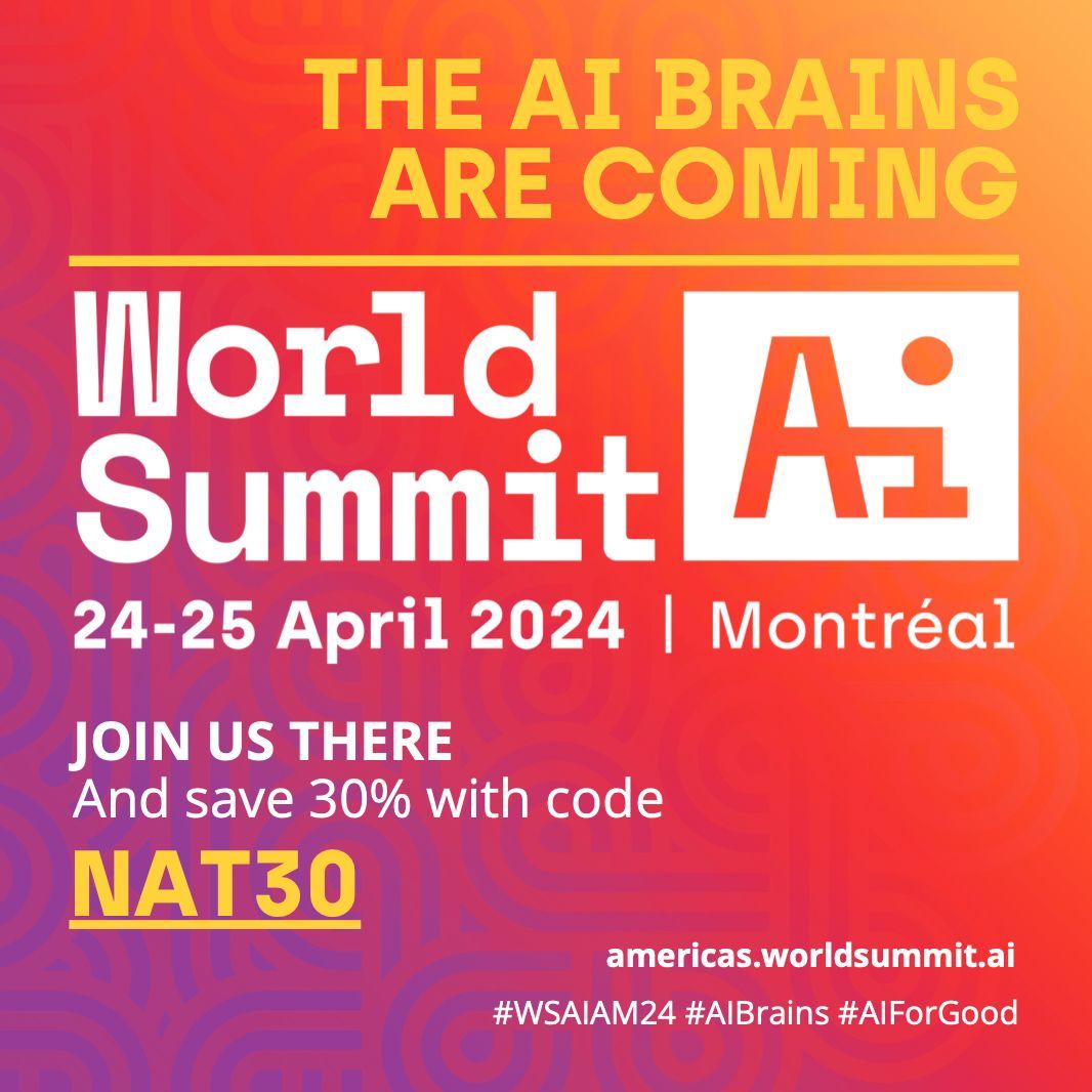 Le 24 et le 25 avril, retrouvez l’ÉIAS lors du à <a href="/WorldSummitAI/">World Summit AI: We do AI different.</a> 

En tant que partenaire communautaire de l’évènement, l'ÉIAS vous offre 30 % sur les frais d’inscription. Code promo : NAT30. Prenez votre billet ➡️ buff.ly/3NQZ1j0!